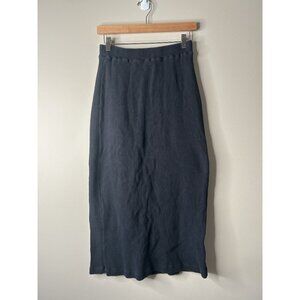 Free People FP Beach Black Ribbed Knit Midi Skirt Women's Size Small S